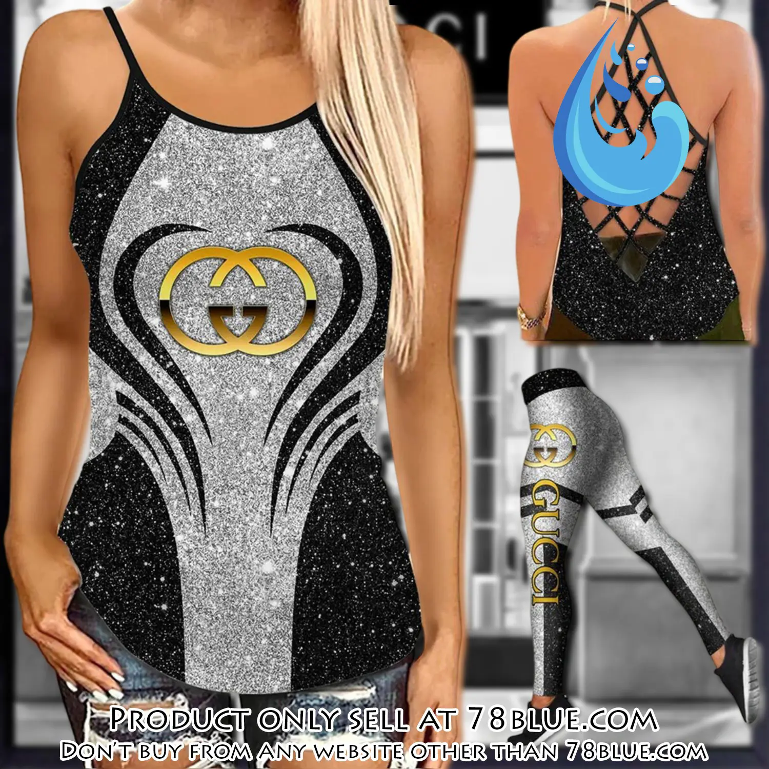 Gucci tank top leggings set luxury brand for women yoga gym qcf 78b0946365